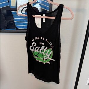 Black Tank Top with Green and White Text